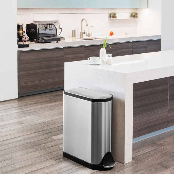 Simplehuman Butterfly Lid Kitchen Step Trash Can, Brushed Stainless